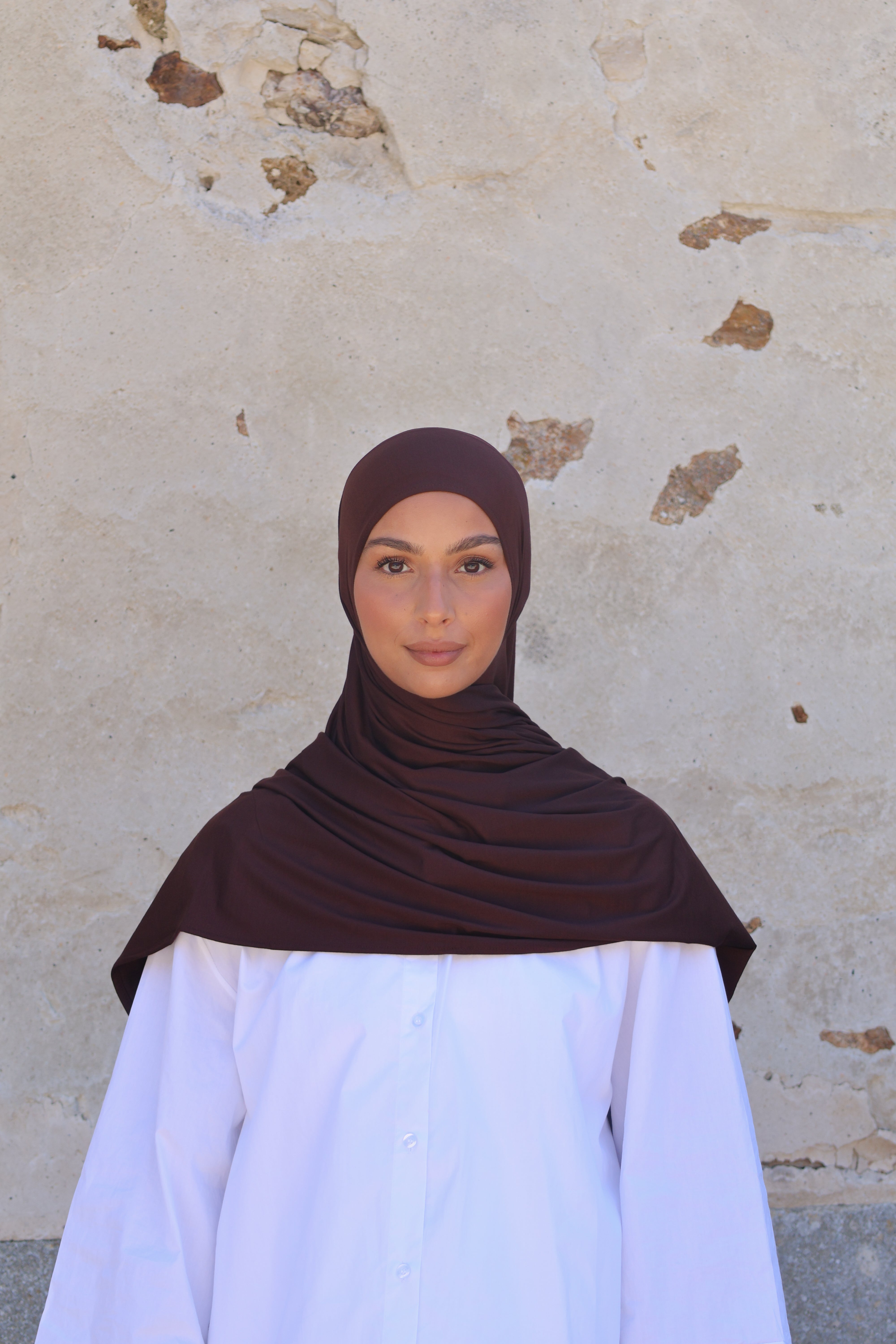 Bamboo jersey hijab - Chestnut