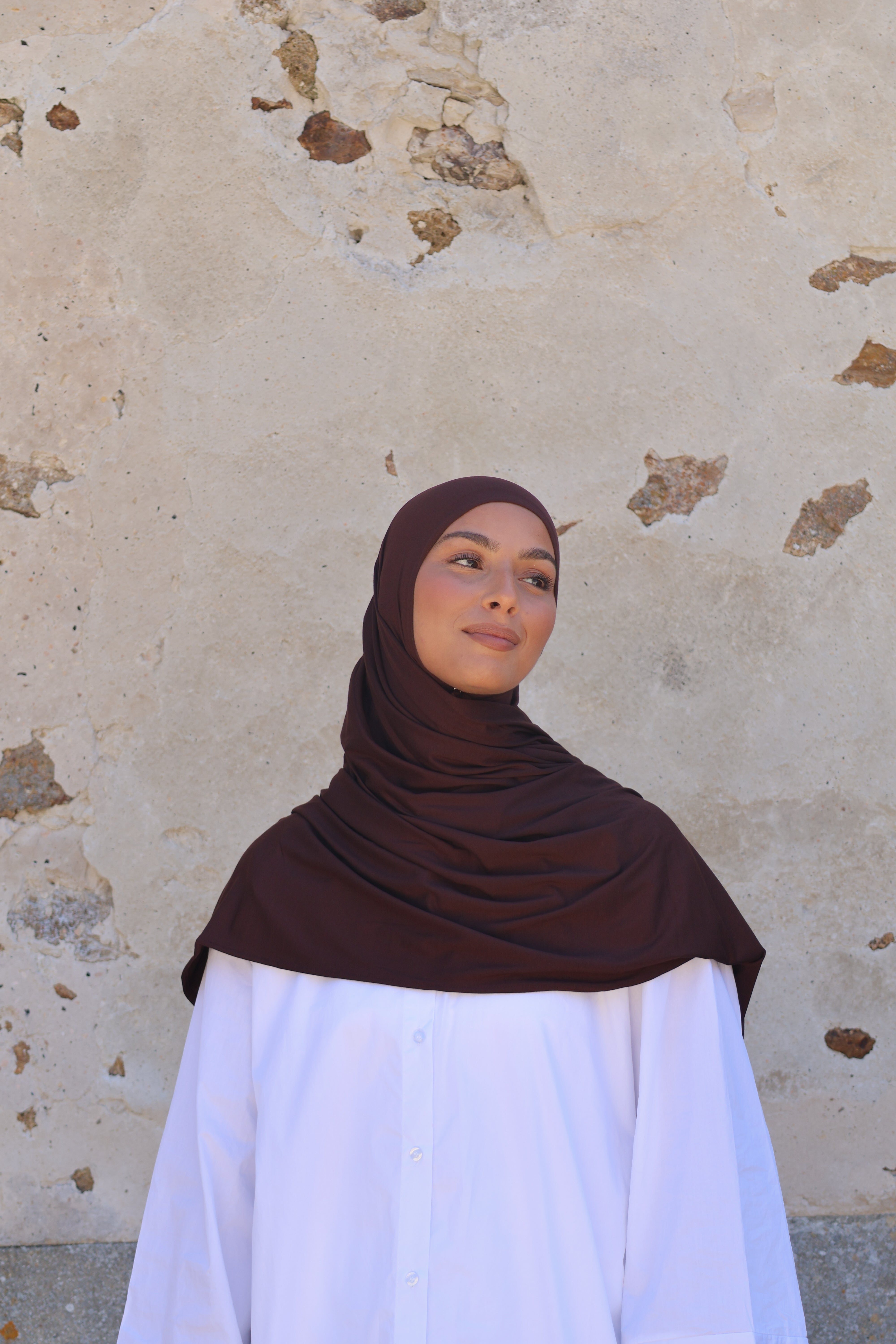 Bamboo jersey hijab - Chestnut