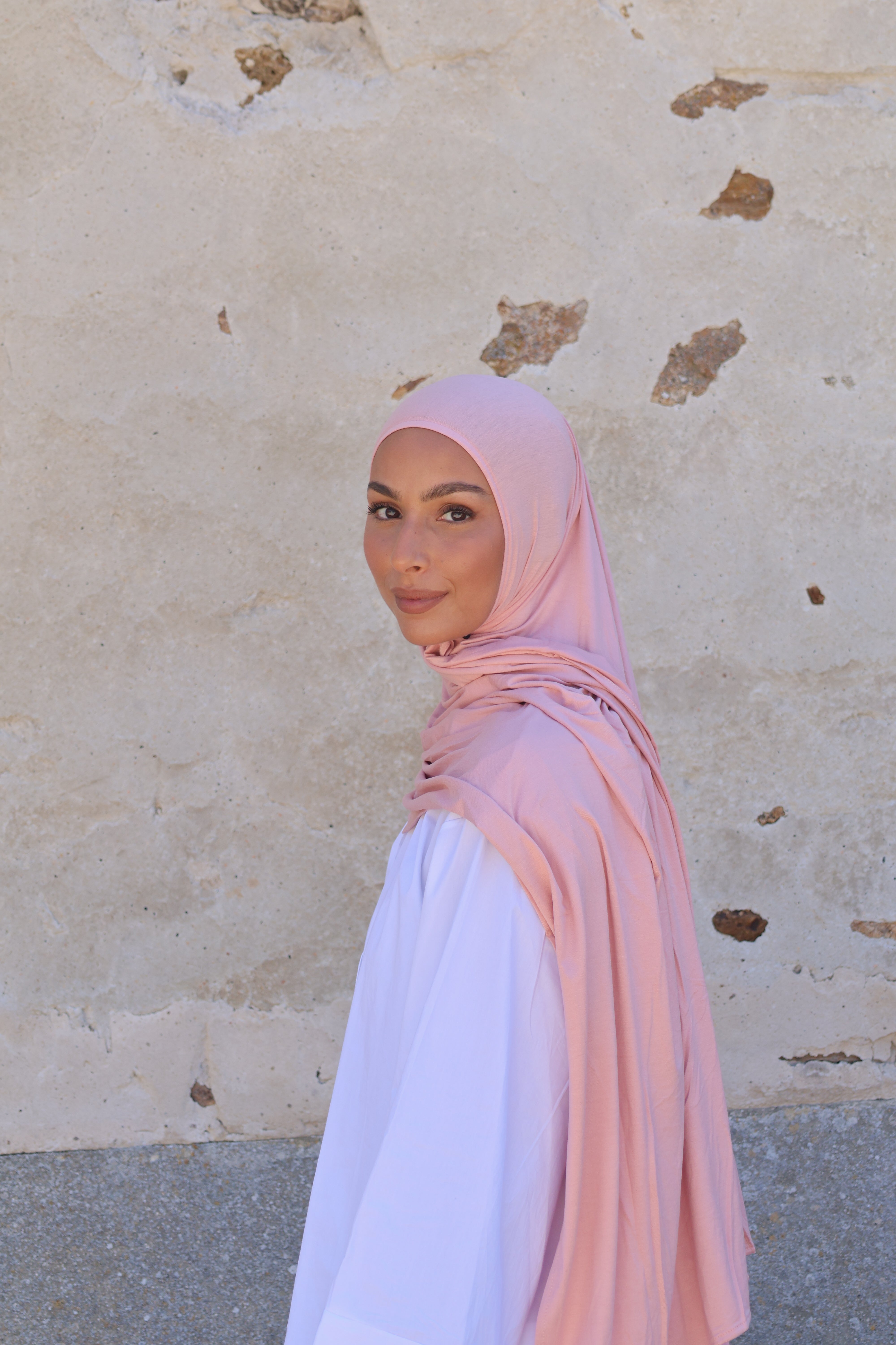 Hijab en jersey bamboo - Blush