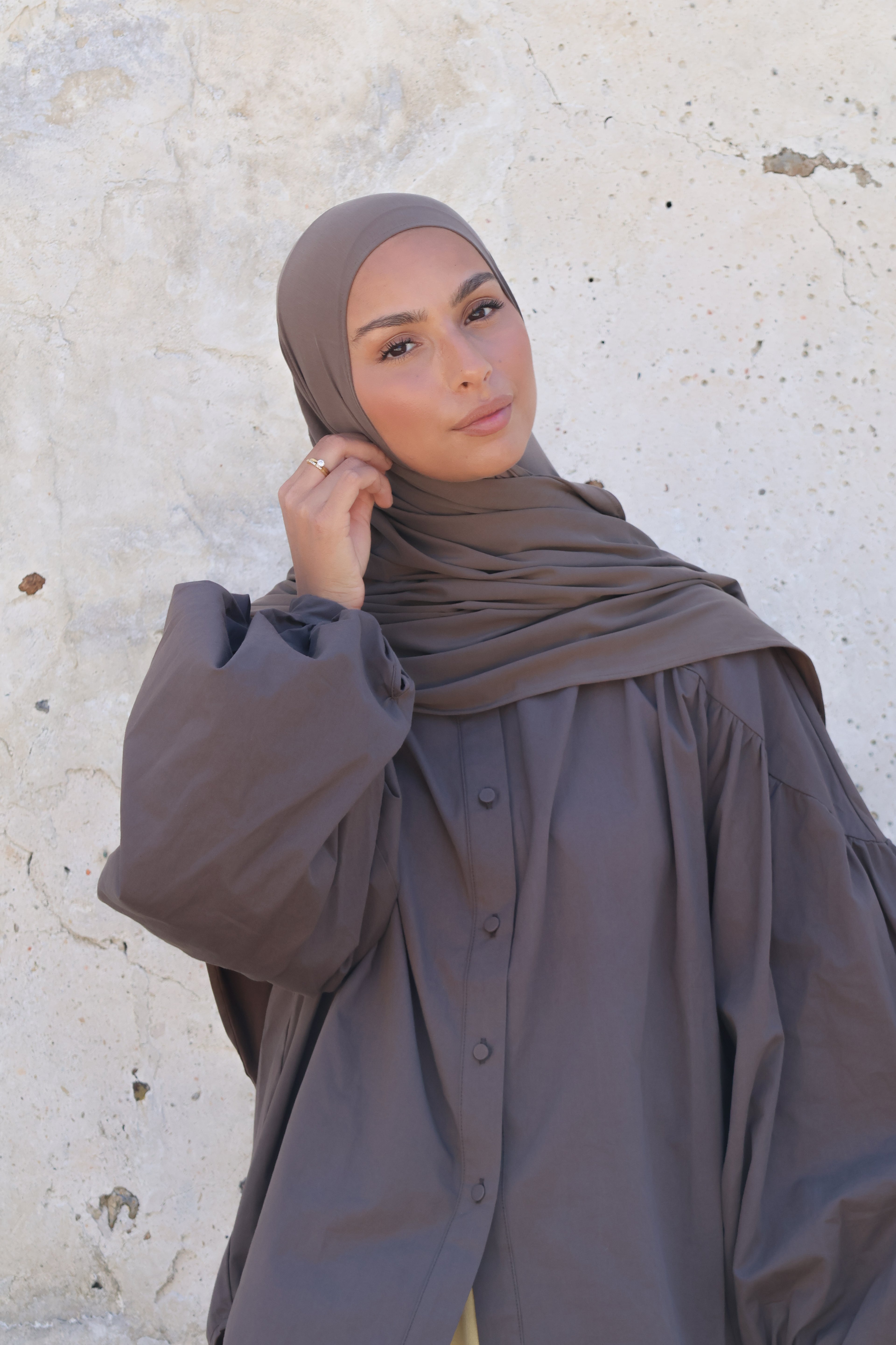 Breathable jersey hijab - Truffle