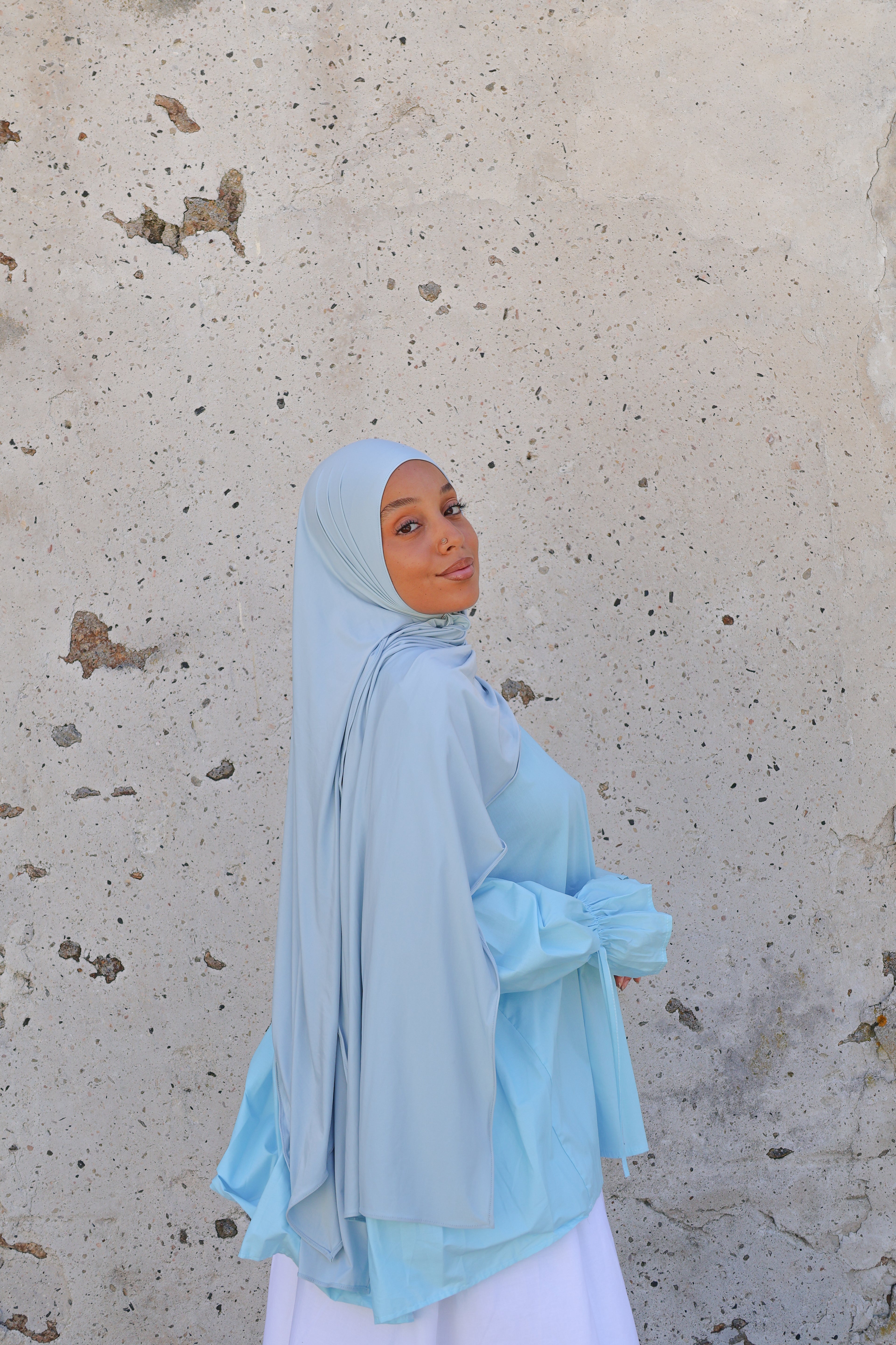 Flowing jersey hijab - Arctic