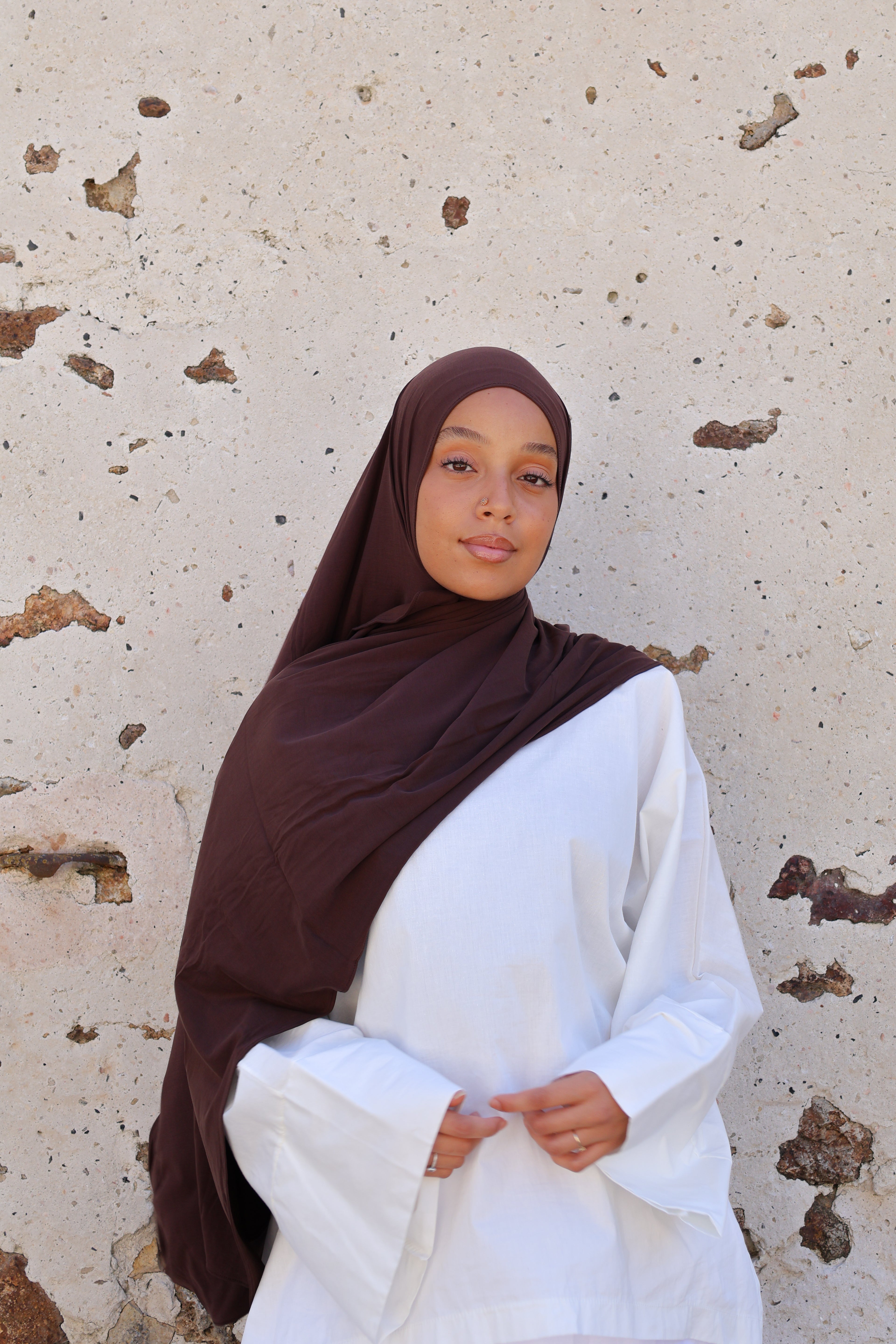 Breathable jersey hijab - Chestnut
