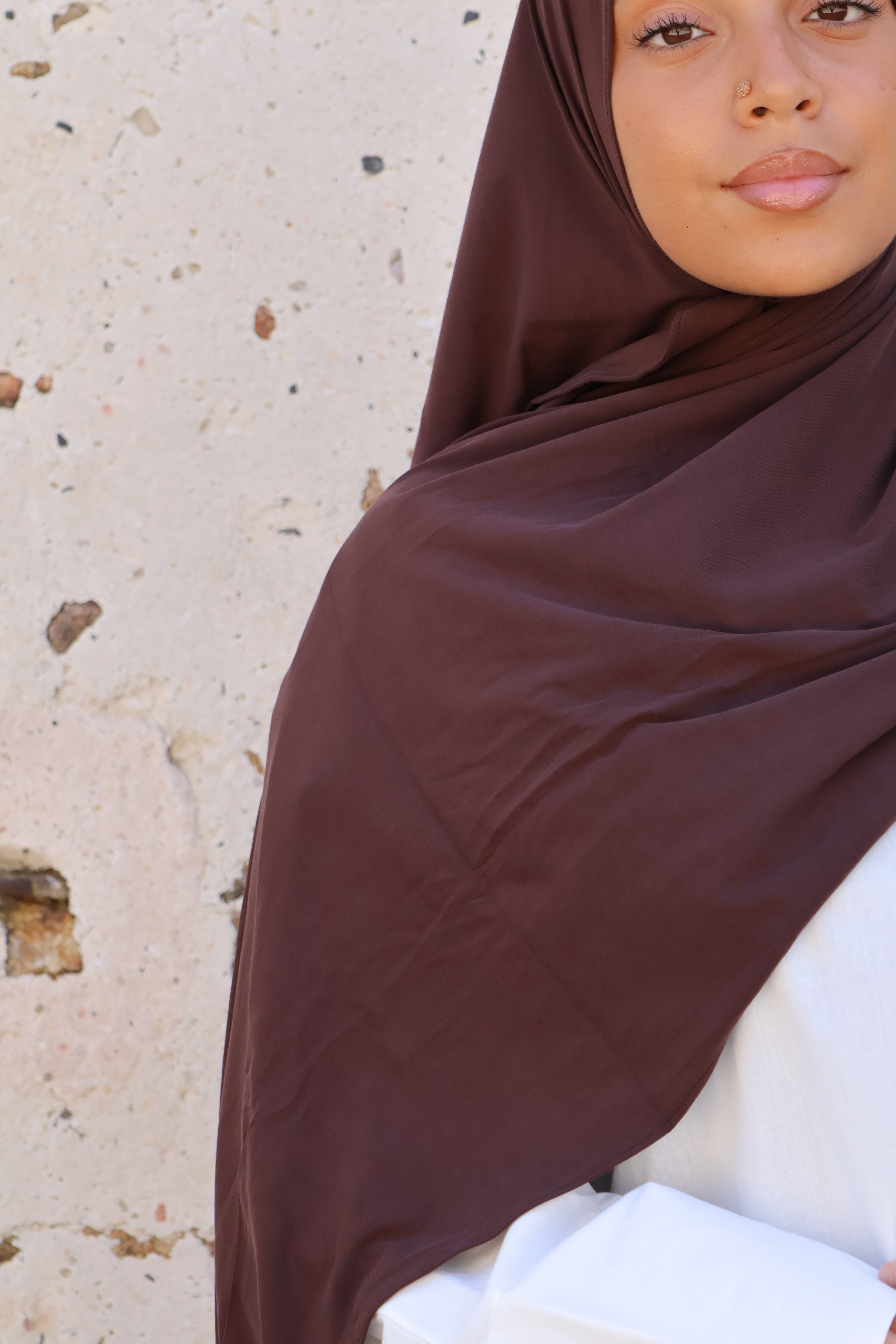 Hijab en jersey respirant - Chestnut