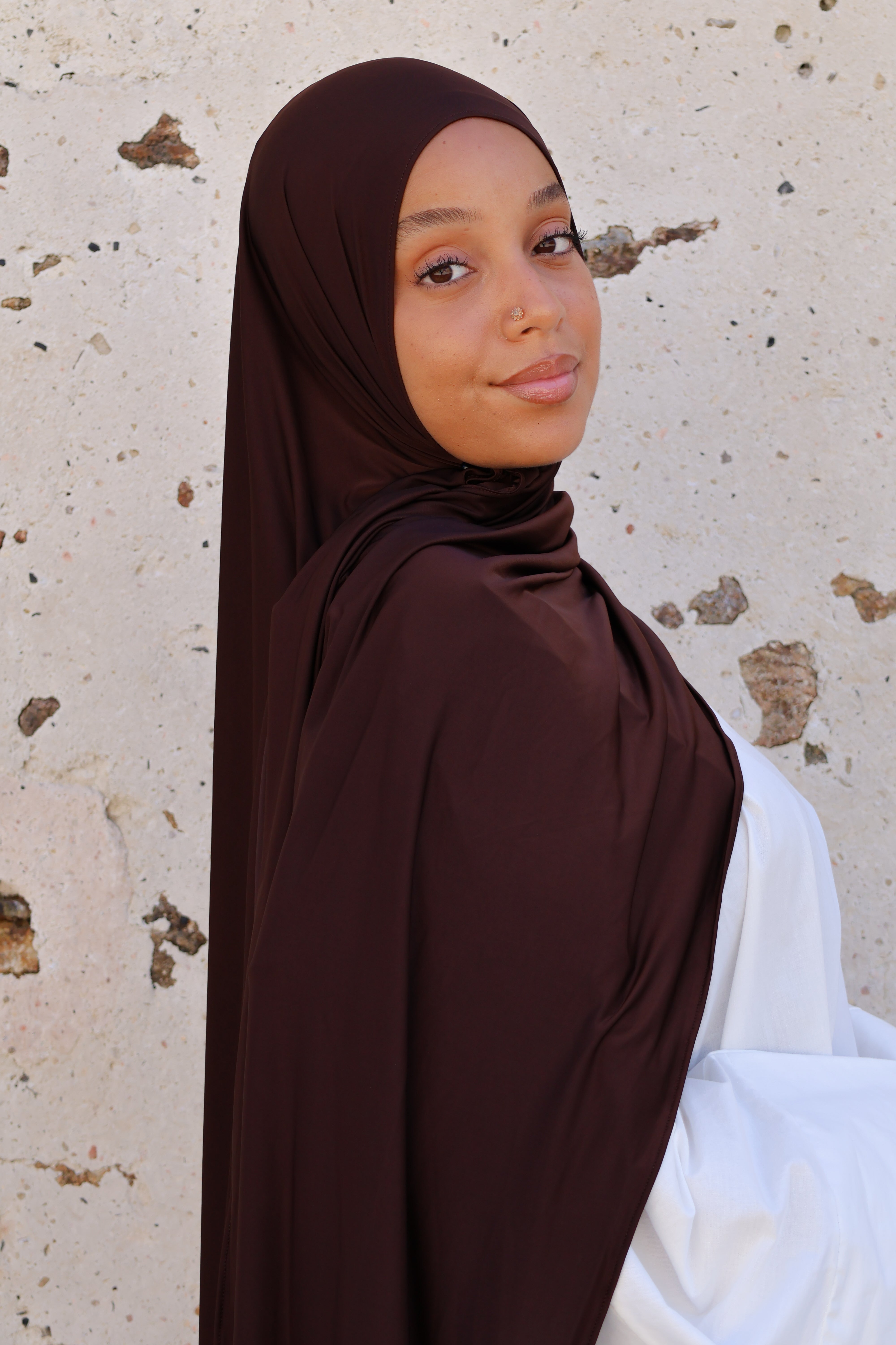 Hijab en jersey fluide - Chocolate