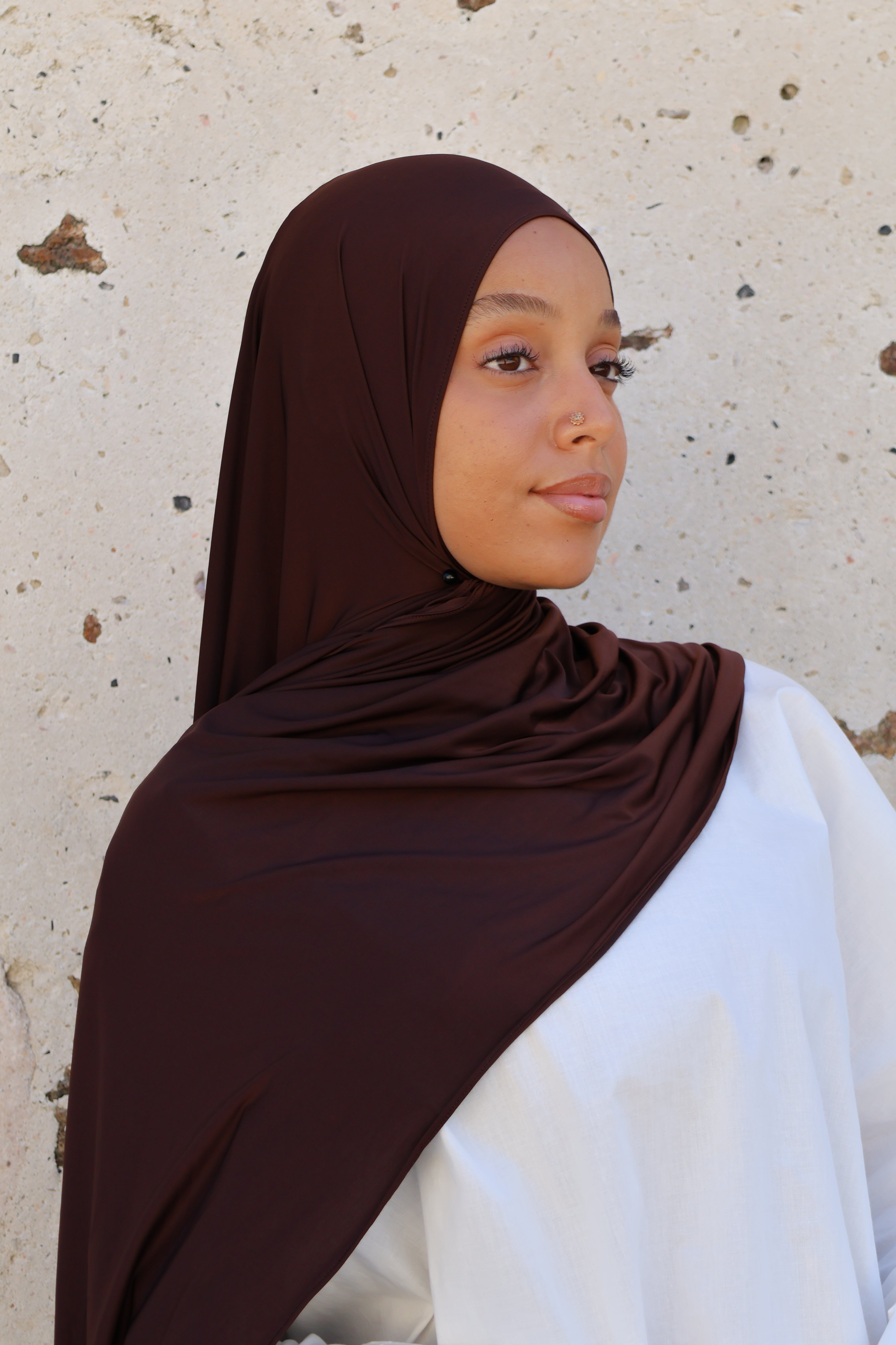 Hijab en jersey fluide - Chocolate