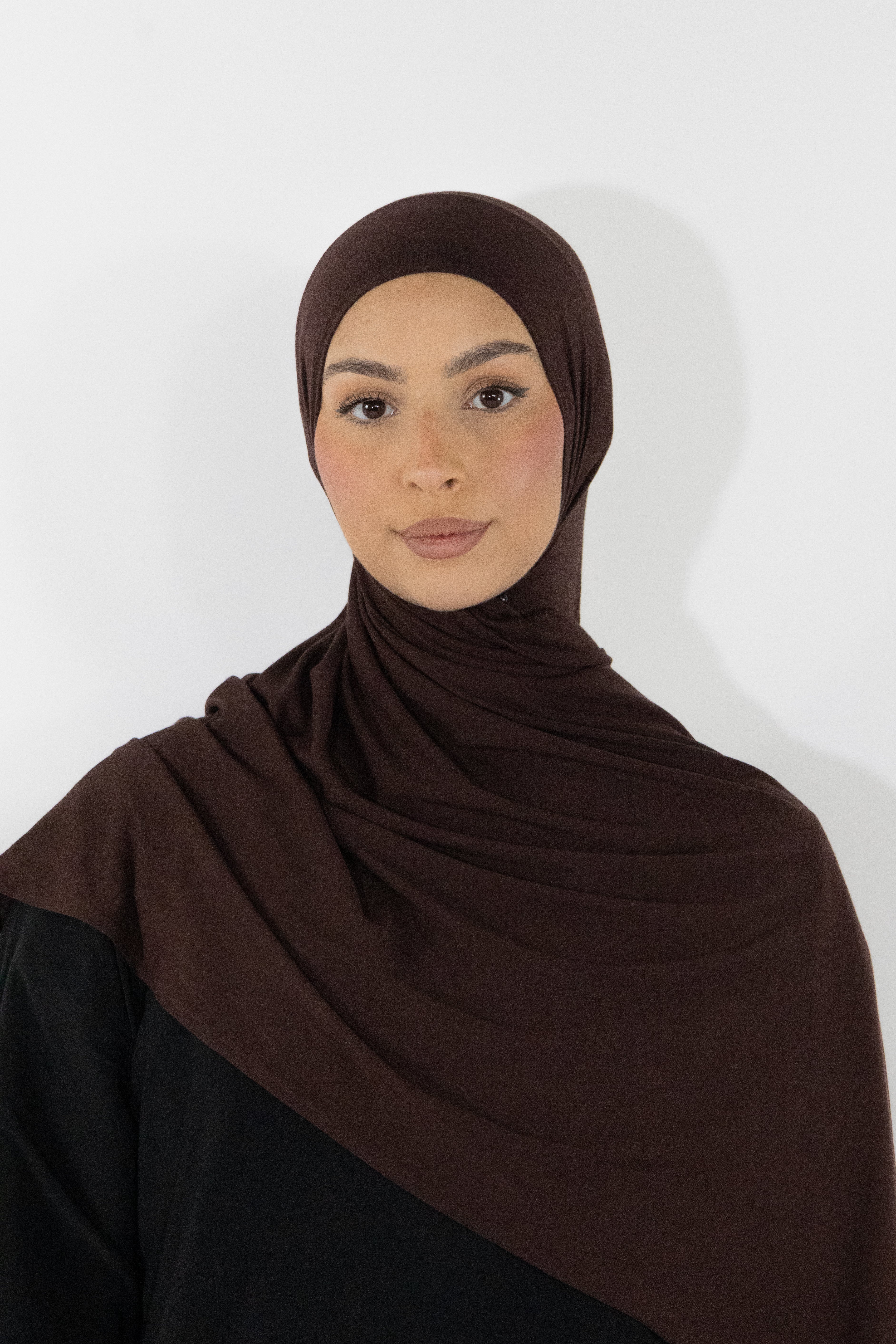 Bamboo jersey hijab - Chestnut