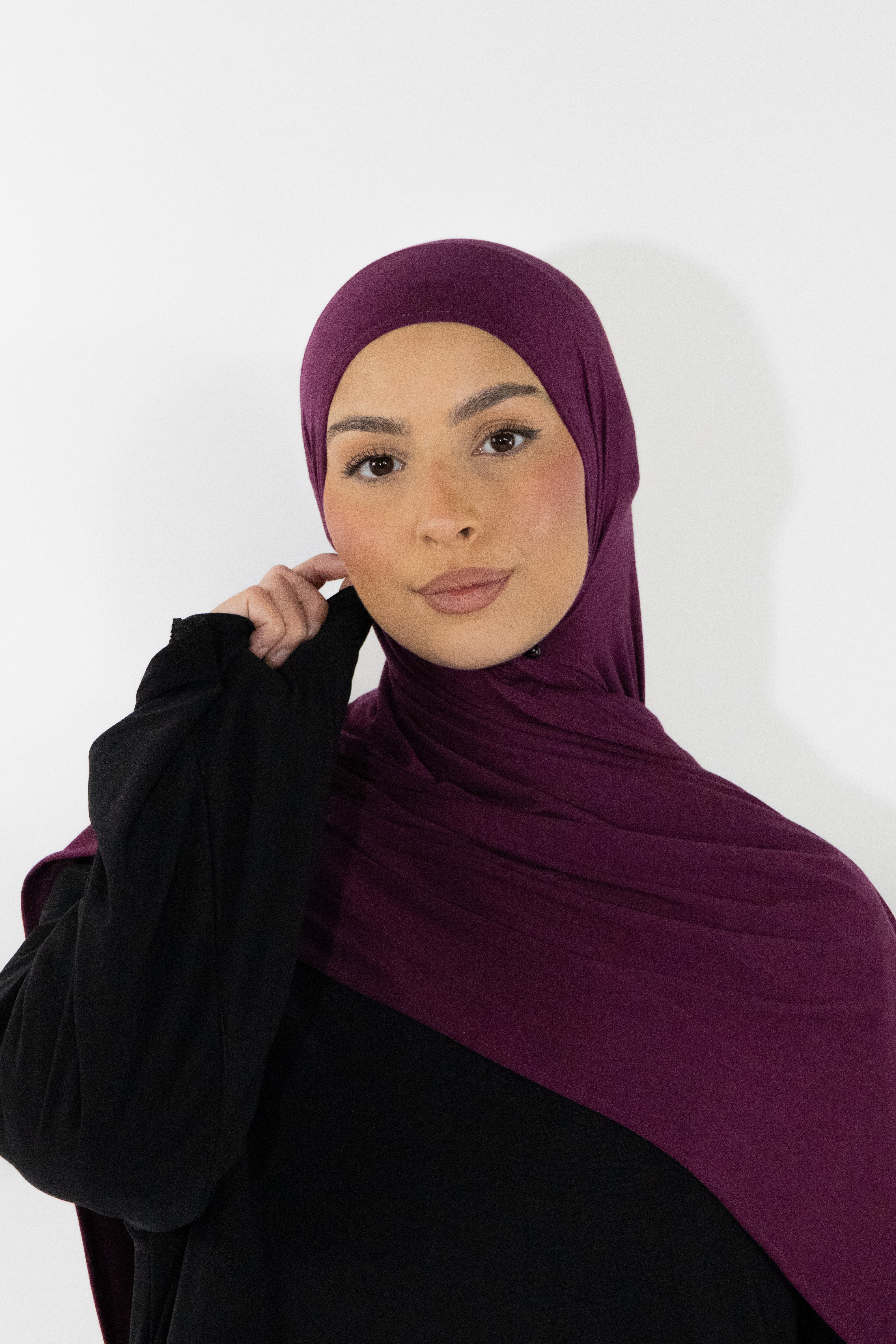 Hijab en jersey bamboo - Plum
