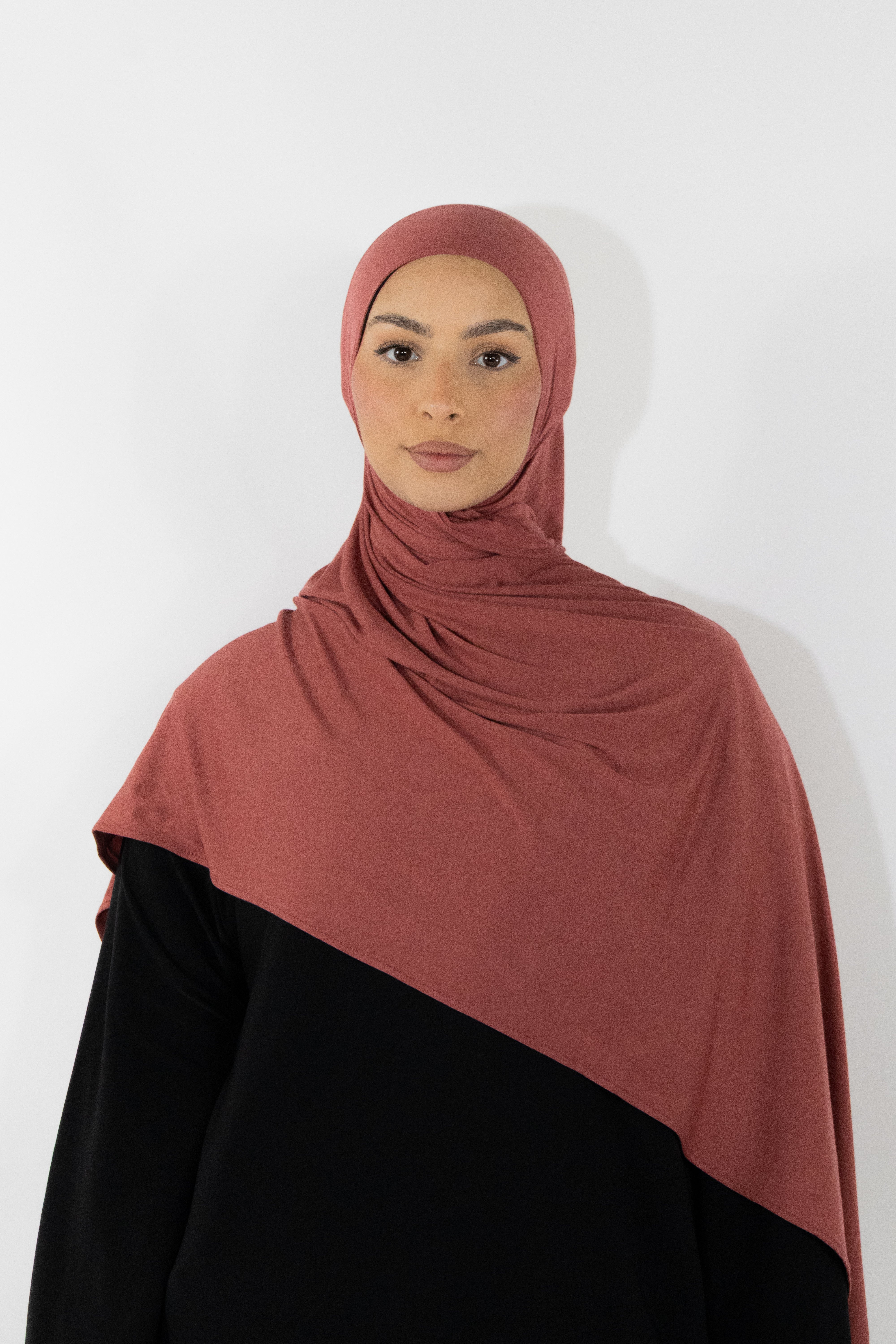 Hijab en jersey bamboo - Terracotta