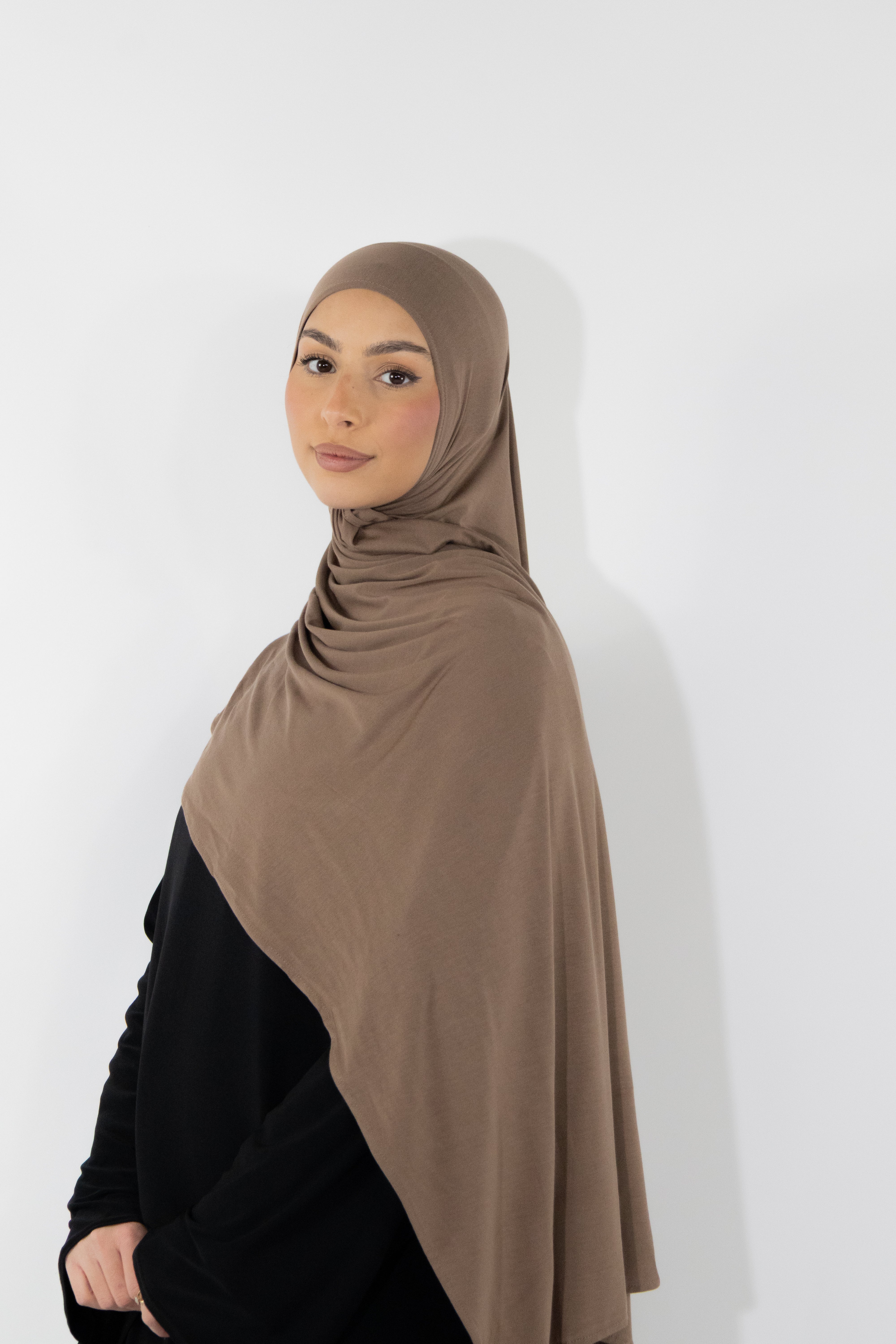 Hijab en jersey bamboo - Mink